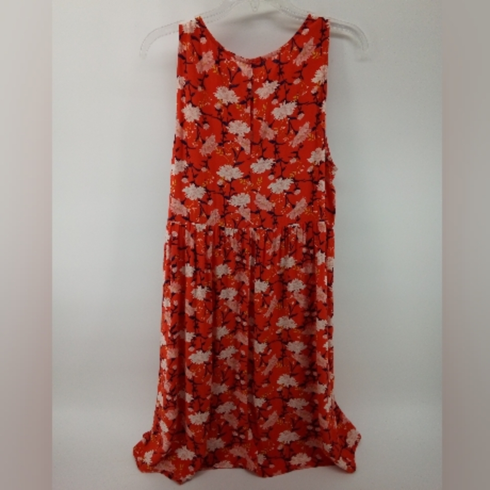 Old Navy Orange Floral Swing Keyhole Sundress Summer Dress L Rayon Viscose
